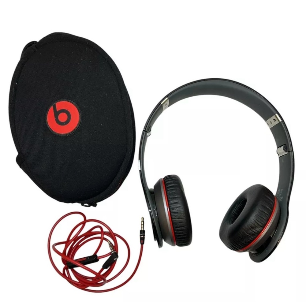 Beats by Dr. Dre Beats Wireless On Ear Headphone Black Red Tested with Case